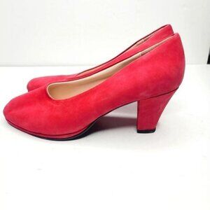 Vintage 80s Ruby Red American Eagle Studio Suede Pumps size 10